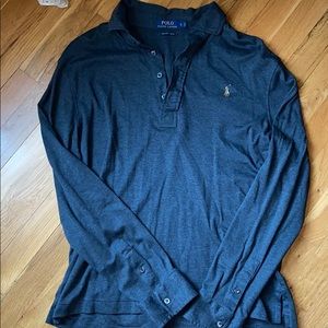 Gray Polo Long Sleeve Soft Touch Shirt